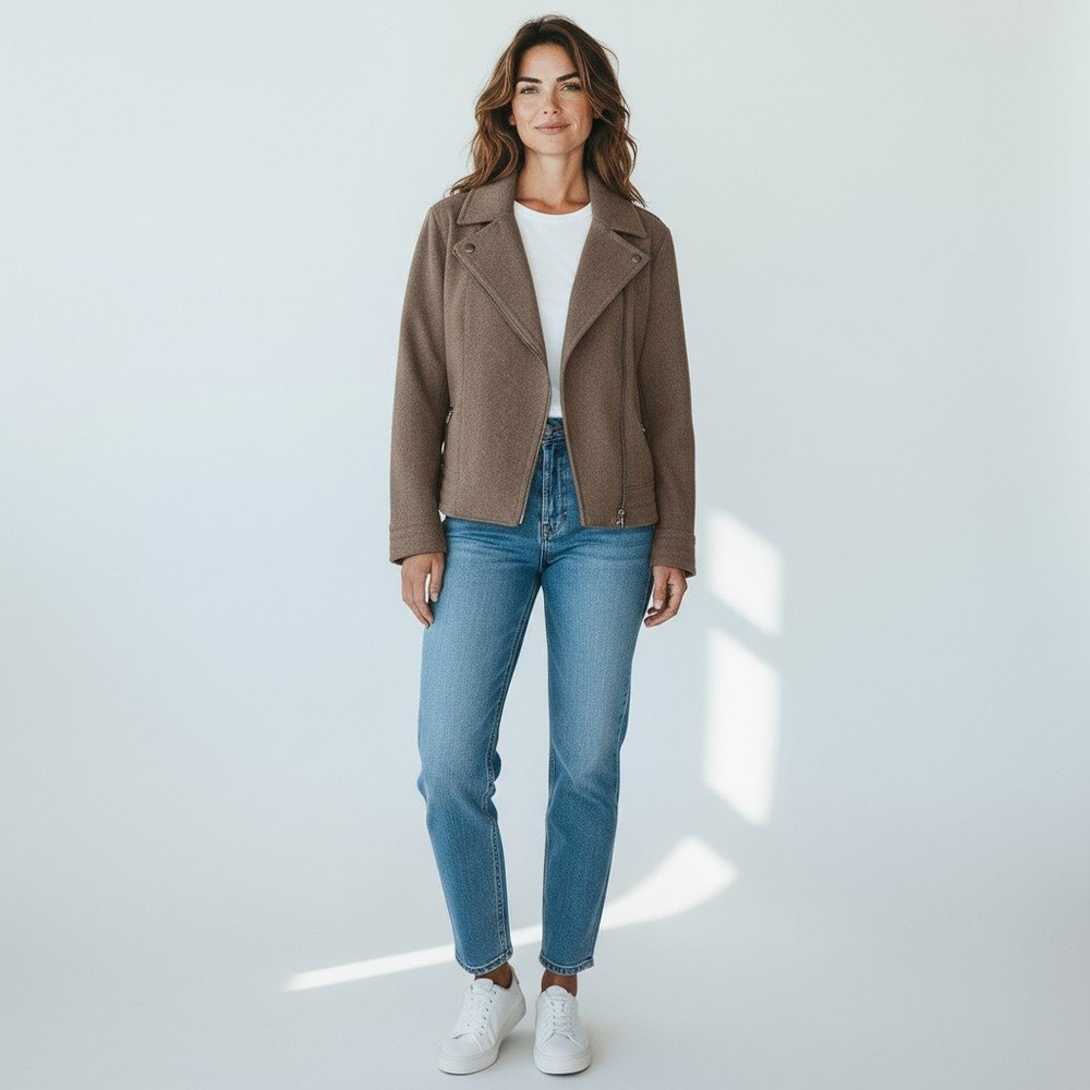Banana Republic Women's Brown Wool Blend Moto Biker Jacket Size M